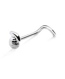 Little Bomb Shaped Silver Curved Nose Stud NSKB-361